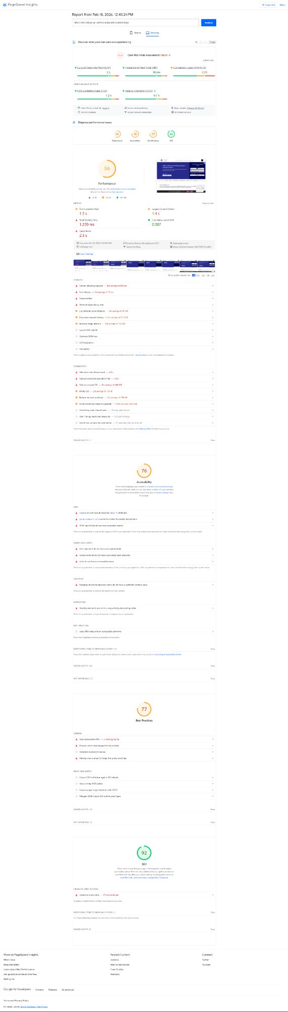 PageSpeed Secondary Page Desktop